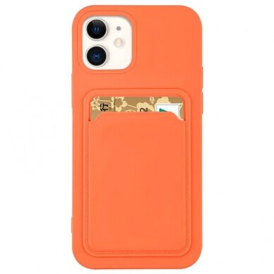 Iphone 12 Pro Max Dėklas su kišenėle kortelėms Card Case Oranžinis