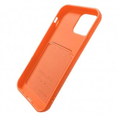 Iphone 13 Pro Dėklas su kišenėle kortelėms Card Case  Oranžinis 5