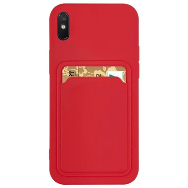 Iphone Xs Max Dėklas su kišenėle kortelėms Card Case Raudonas