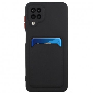 Samsung Galaxt A12 Dėklas su kišenėle kortelėms Card Case Juodas