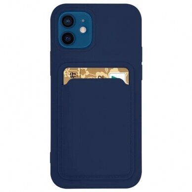 Dėklas su kišenėle kortelėms Card Case Samsung Galaxy A42 5G Tamsiai Mėlynas 1