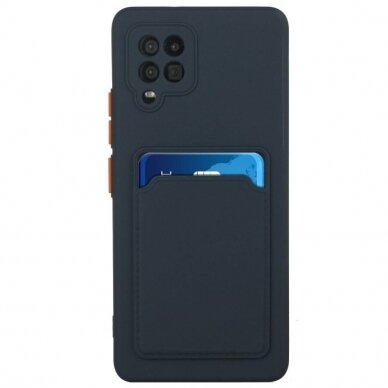 Dėklas su kišenėle kortelėms Card Case Samsung Galaxy A42 5G Tamsiai Mėlynas