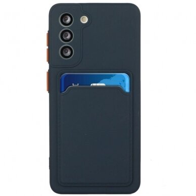 Dėklas su kišenėle kortelėms Card Case Samsung Galaxy S21+ 5G (S21 Plus 5G) Tamsiai Mėlynas