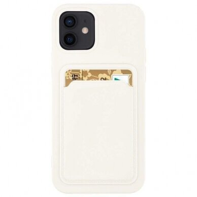 Dėklas su kišenėle kortelėms Card Case Silicone Wallet Xiaomi Redmi Note 11 Pro + 5G / 11 Pro 5G / 11 Pro Baltas 1