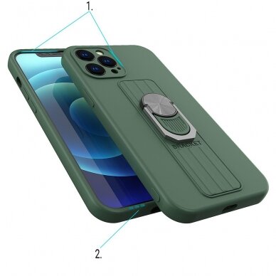 Iphone 11 Pro Max Dėklas su žiedu Ring Case silicone Mėtinis 2