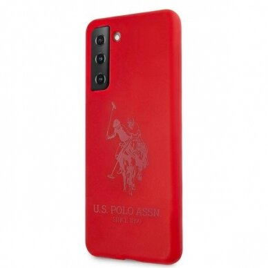 Dėklas US Polo USHCS21SSLHRTRE Silicone On Tone Samsung Galaxy S21 telefonui raudonas 1