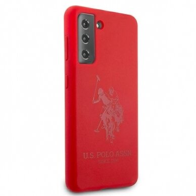 Dėklas US Polo USHCS21SSLHRTRE Silicone On Tone Samsung Galaxy S21 telefonui raudonas 3