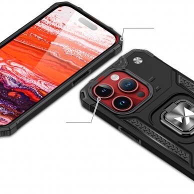 Dėklas Wozinsky Ring Armor iPhone 15 Pro Max - Sidabrinis 1