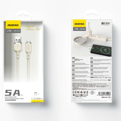 Dudao L7SL USB-A - Lightning 5A Kabelis 1m - beige 3