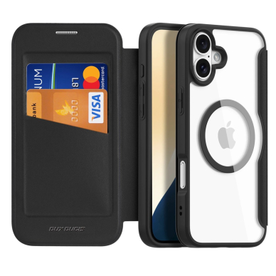 Dux Ducis Skin X Pro iPhone 16 dėklas su MagSafe ir atverčiamu dangteliu - juodas 1