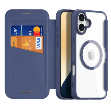 Dux Ducis Skin X Pro iPhone 16 dėklas su MagSafe ir atverčiamu dangteliu - mėlynas 1