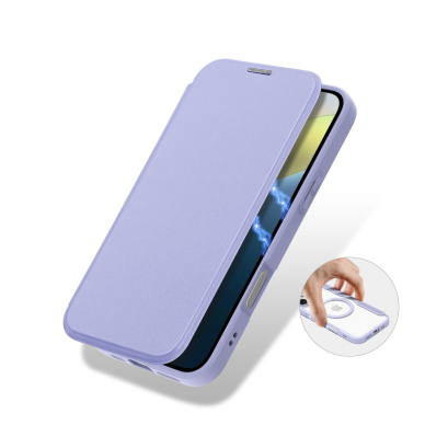 Dux Ducis Skin X Pro iPhone 16 dėklas su MagSafe ir atverčiamu dangteliu - violetinis 7