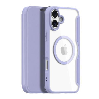 Dux Ducis Skin X Pro iPhone 16 dėklas su MagSafe ir atverčiamu dangteliu - violetinis