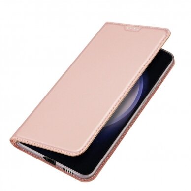 Eko odos atverčiamas dėklas Dux Ducis Skin Pro Samsung A155 A15 4G rožinis-auksinis 1