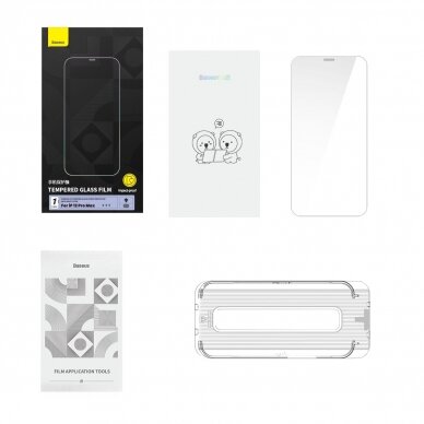 Ekrano apsauga Baseus Full Screen Tempered Glass 0.4mm + Mounting Kit iPhone 12 Pro Max  10