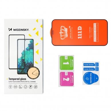 Iphone 14 Pro Max Ekrano apsauga Wozinsky Set of 2x Super Durable Full Glue  Juoda 4