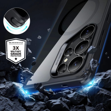 ESR Classic Hybrid Halolock MagSafe Dėklas skirtas Samsung Galaxy S25 Ultra - Permatomas Juodas 4