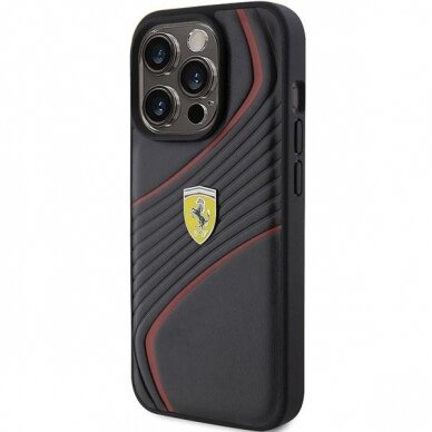 Ferrari Twist Metal Logo case for iPhone 15 Pro - black 1