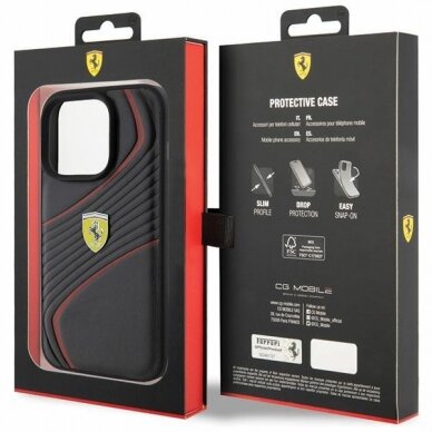 Ferrari Twist Metal Logo case for iPhone 15 Pro - black 7
