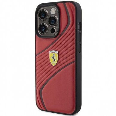 Ferrari Twist Metal Logo case for iPhone 15 Pro - red 1