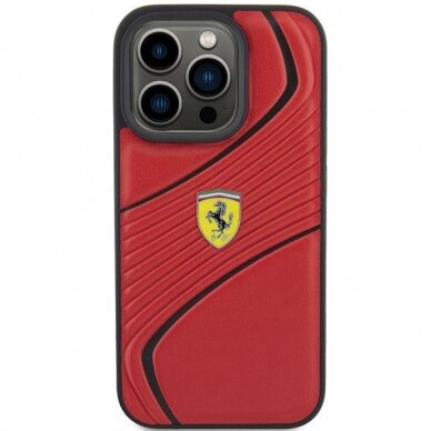 Ferrari Twist Metal Logo case for iPhone 15 Pro - red 2