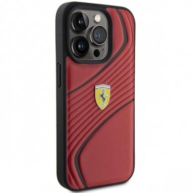 Ferrari Twist Metal Logo case for iPhone 15 Pro - red 3