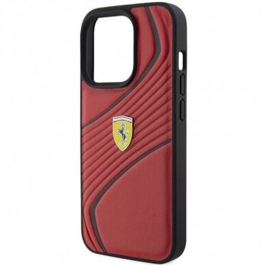 Ferrari Twist Metal Logo case for iPhone 15 Pro - red 5
