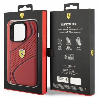 Ferrari Twist Metal Logo case for iPhone 15 Pro - red 7