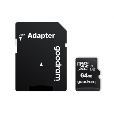 Goodram Microcard 64 GB micro SD XC UHS-I class 10 memory card, SD adapter (M1AA-0640R12) UGLX912 1