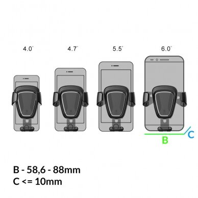 Gravitacinis laikiklis Baseus Phone Bracket Air Vent Holder skirtas 4-6 colių prietaisams juodas (Suyl-01) 9