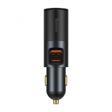 Greitas Automobilinis Įkroviklis Baseus Share Together USB / USB Type C / cigarette lighter socket car charger 120W Quick Charge Power Delivery Pilkas (CCBT-C0G)