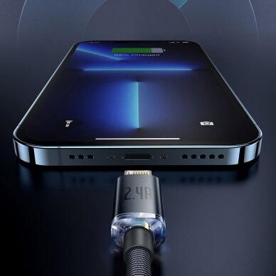 Greito Įkrovimo Kabelis Baseus crystal shine series USB Type A į Lightning 2.4A 1.2m Mėlynas (CAJY000003) 12