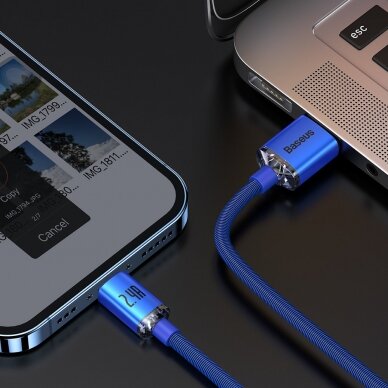 Greito Įkrovimo Kabelis Baseus crystal shine series USB Type A į Lightning 2.4A 1.2m Mėlynas (CAJY000003) 7
