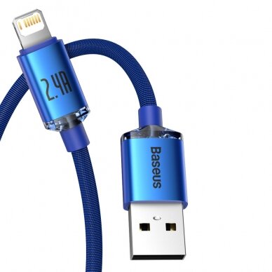 Greito Įkrovimo Kabelis Baseus crystal shine series USB Type A į Lightning 2.4A 1.2m Mėlynas (CAJY000003) 9