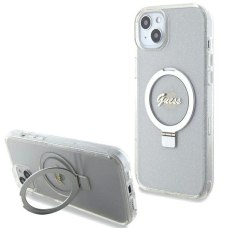 Guess GUHMP15MHRSGSD iPhone 15 Plus / 14 Plus 6.7&quot; Permatomas/Permatomas hardcase Ring Stand Script Glitter MagSafe
