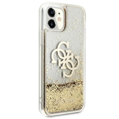 Guess 4G Big Liquid Glitter Dėklas skirtas iPhone 11 6.1&quot; / Xr - Auksinis 5