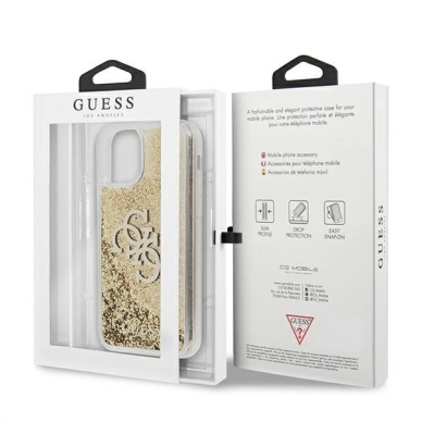 Guess 4G Big Liquid Glitter Dėklas skirtas iPhone 11 6.1&quot; / Xr - Auksinis 7