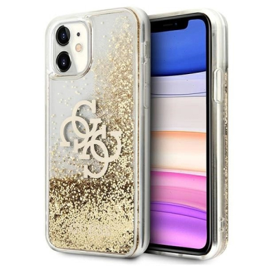 Guess 4G Big Liquid Glitter Dėklas skirtas iPhone 11 6.1&quot; / Xr - Auksinis