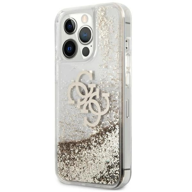 Guess 4G Big Liquid Glitter Dėklas skirtas iPhone 13 Pro Max 6.7&quot; - Auksinis 1