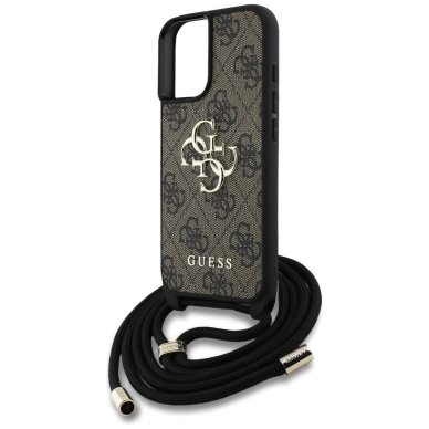 Guess 4G Big Logo Cord Stap Crossbody Dėklas skirtas iPhone 16 Plus Rudas 4