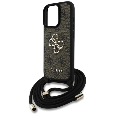 Guess 4G Big Logo Cord Stap Crossbody Dėklas skirtas iPhone 16 Pro Max Rudas 4
