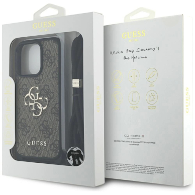 Guess 4G Big Logo Cord Stap Crossbody Dėklas skirtas iPhone 16 Pro Max Rudas 6