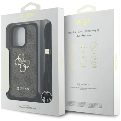 Guess 4G Big Logo Cord Stap Crossbody Dėklas skirtas iPhone 16 Pro Rudas 6