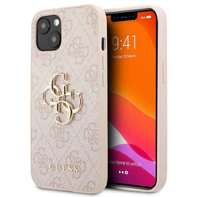 Guess 4G Big Metal Logo Dėklas skirtas iPhone 13 / 14 / 15 6.1&quot; - Rožinis