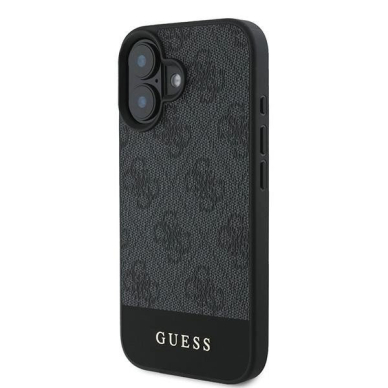 Guess 4G Bottom Stripe iPhone 16 Dėklas - Pilkas 1