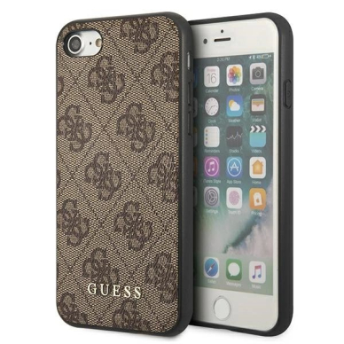 Guess 4G Metal GOLD LOGO Dėklas skirtas iPhone SE 2022 / 2020 / 7 / 8 - Rudas