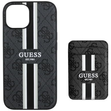 Guess 4G Stripes Dėklas with Magsafe Piniginės tipo skirtas iPhone 15 Juodas 3