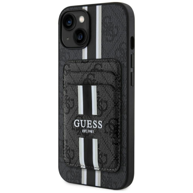 Guess 4G Stripes Dėklas with Magsafe Piniginės tipo skirtas iPhone 15 Juodas