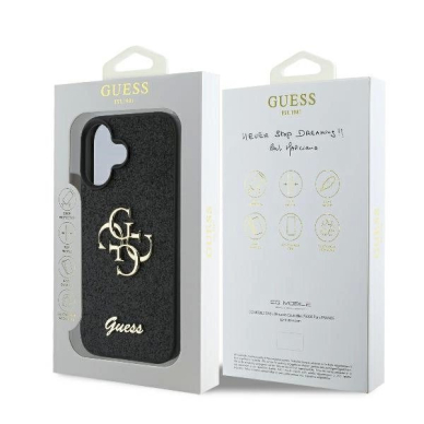 Guess Fixed Glitter Big 4G Dėklas iPhone 16 Plus - juodas 7