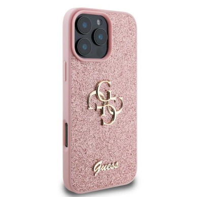 Guess Fixed Glitter Big 4G Dėklas iPhone 16 Pro Max - rožinis 1